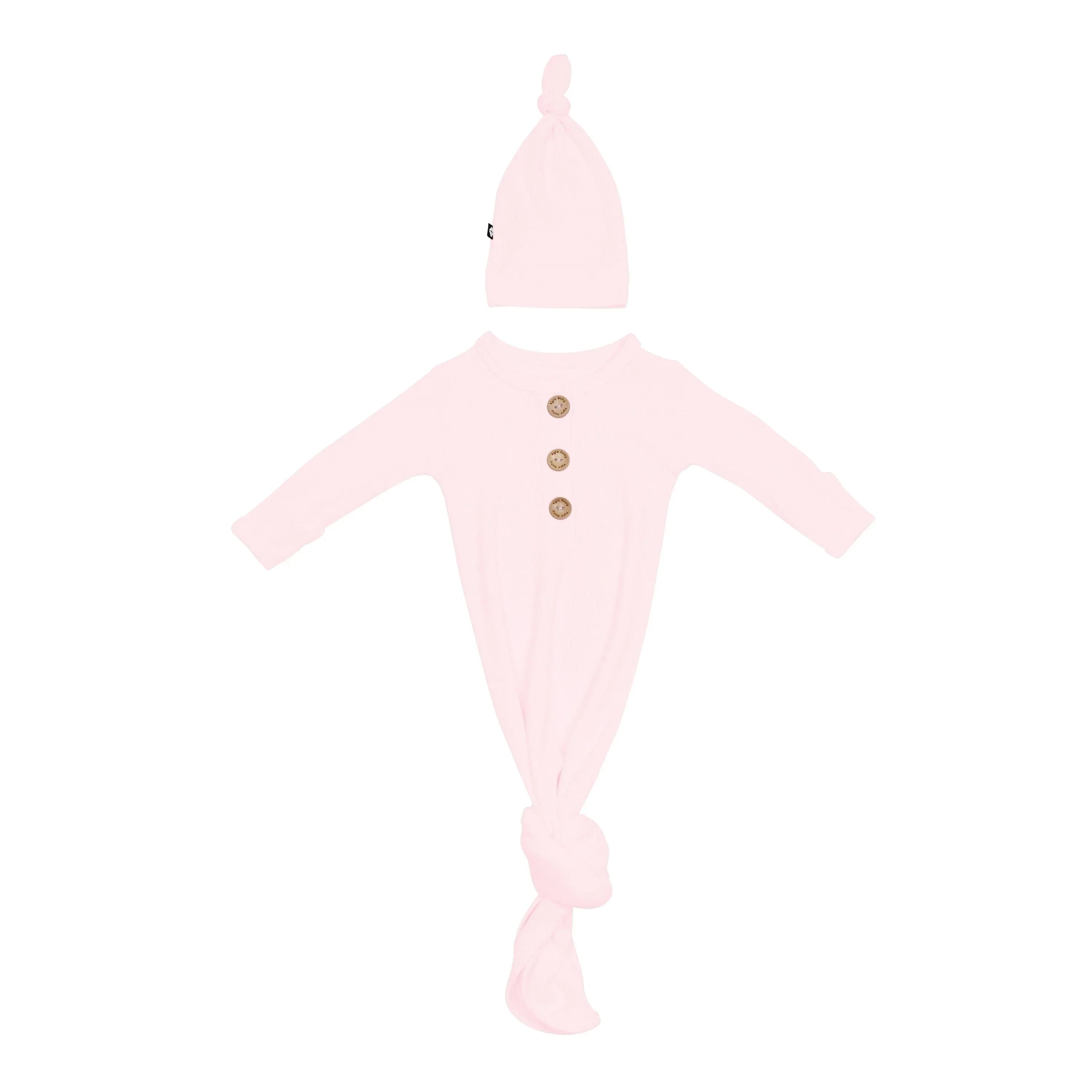 Ribbed Knotted Gown with Hat Set in Sakura Secondary image