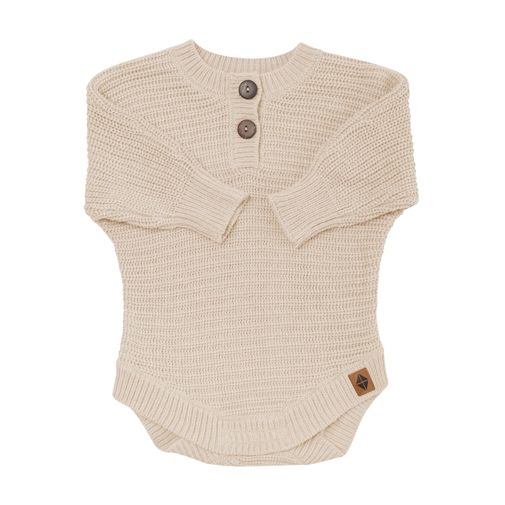 Chunky Knit Romper in Almond