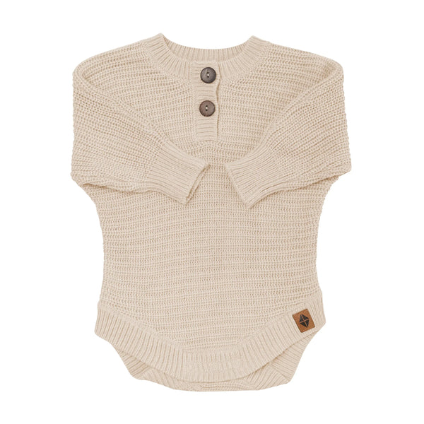 Chunky Knit Romper in Almond