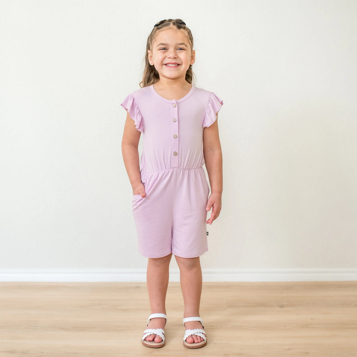 Flutter Sleeve Romper in Thistle Main image