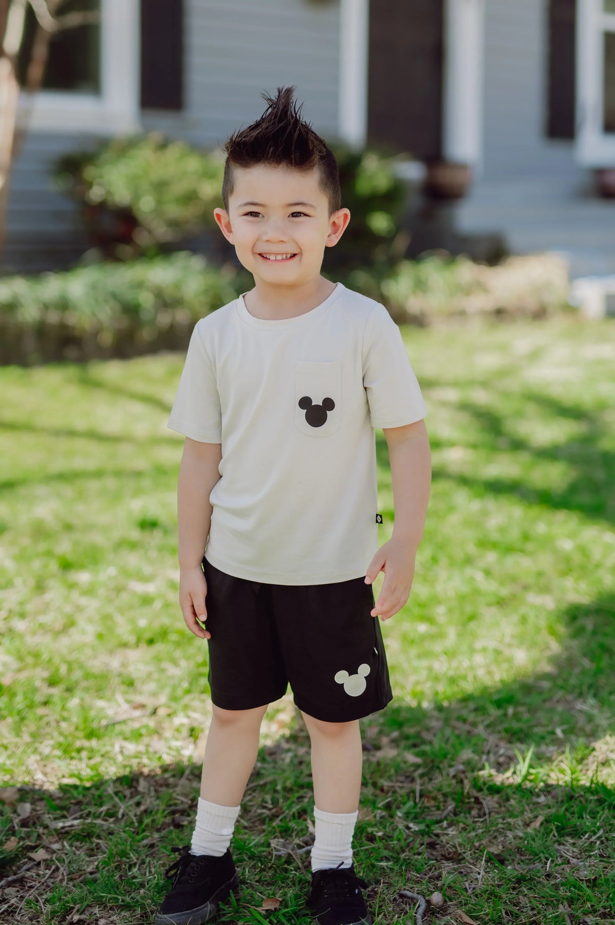 Toddler Crew Neck Tee in Mickey Mouse on Ecru Main image