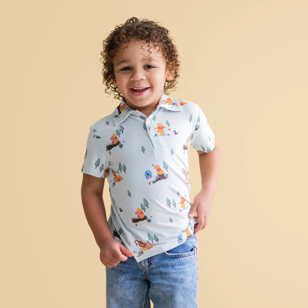 Toddler Short Sleeve Polo in Winnie the Pooh Hundred Acre Wood