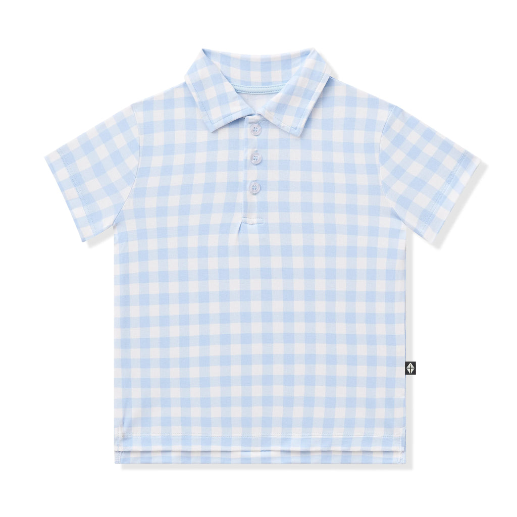 Toddler Short Sleeve Polo in Gingham Breeze