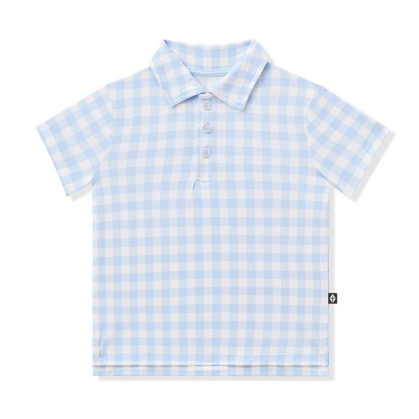 Toddler Short Sleeve Polo in Gingham Breeze