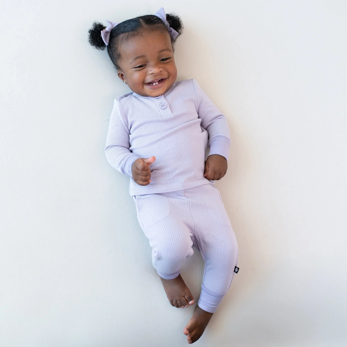 Ribbed Infant Henley Set in Taro Main image