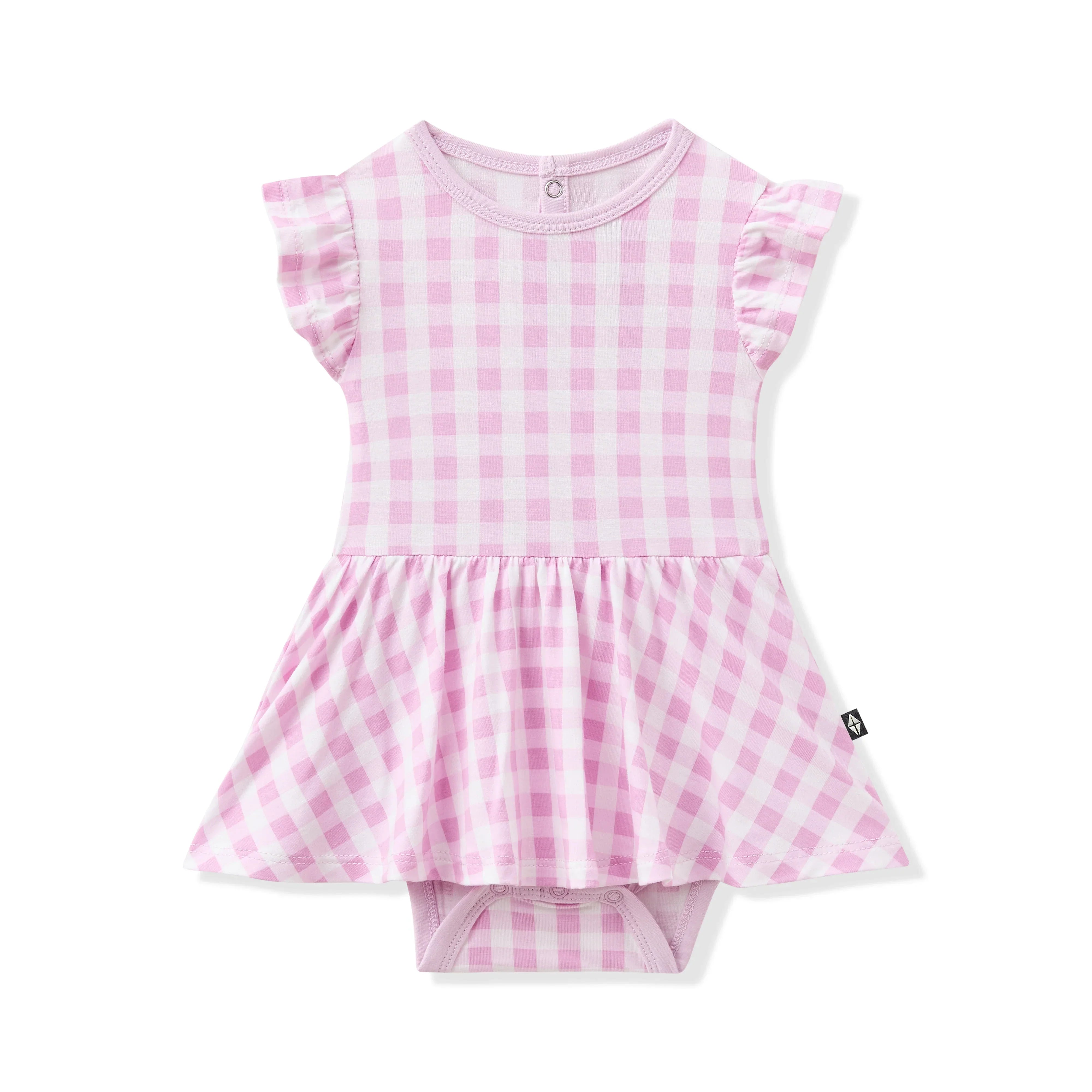 Twirl Bodysuit Dress in Gingham Thistle Secondary image