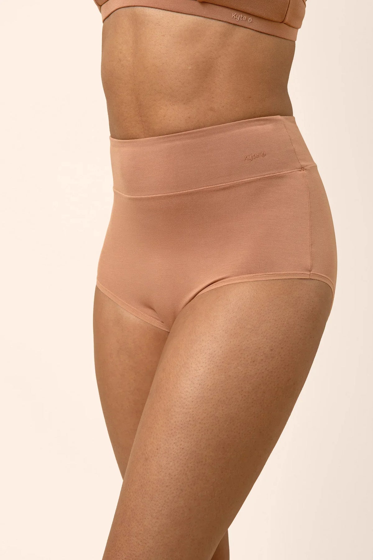 Women's High-Waisted Brief in Latte Main image