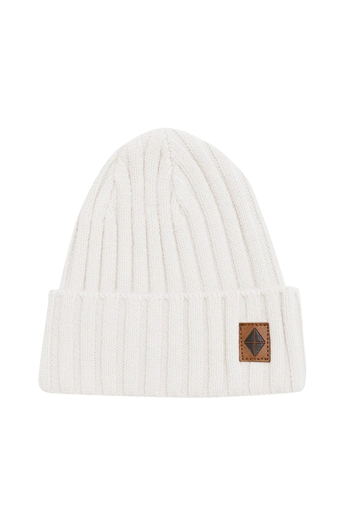 Chunky Knit Ribbed Beanie in Oat Main image