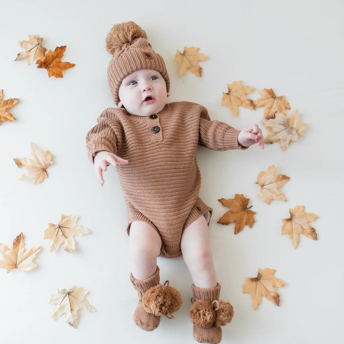 Chunky Knit Romper in Latte Main image