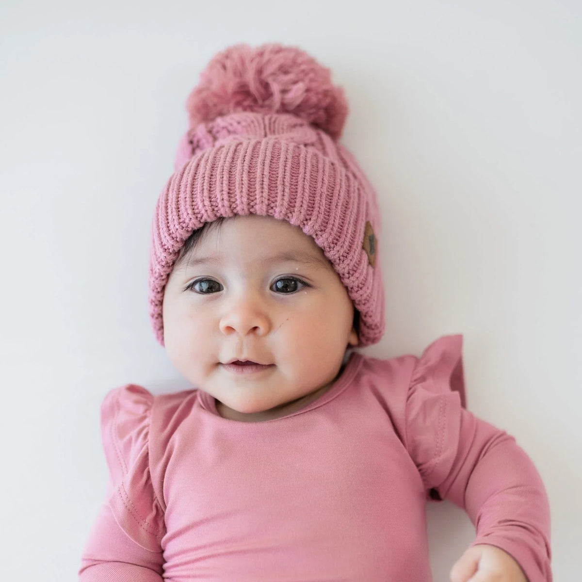 Chunky Cable Knit Beanie in Apple Blossom Main image
