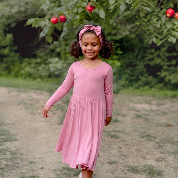 Long Sleeve Twirl Dress in Apple Blossom