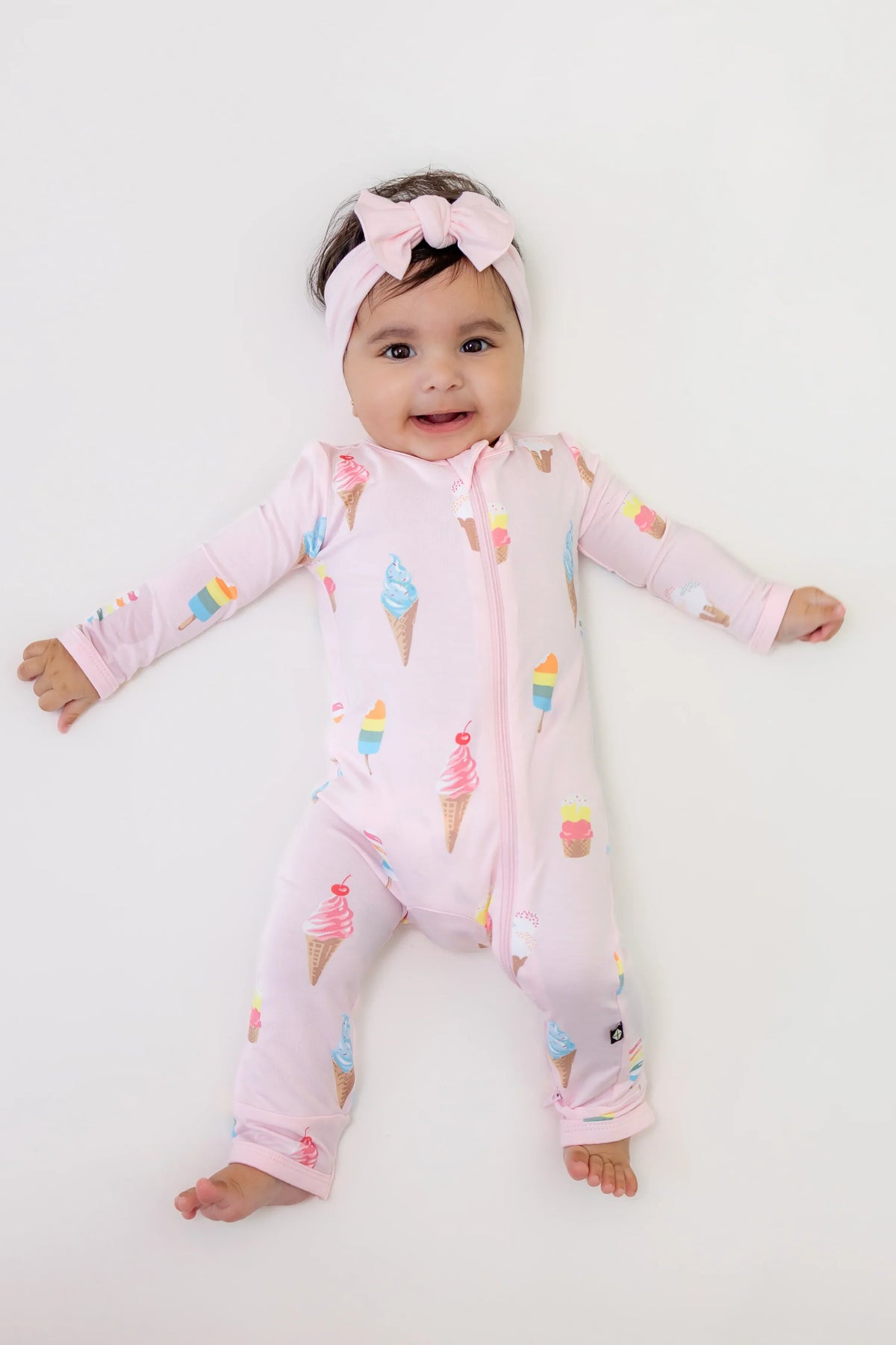 Zippered Romper in Sakura Ice Cream Main image