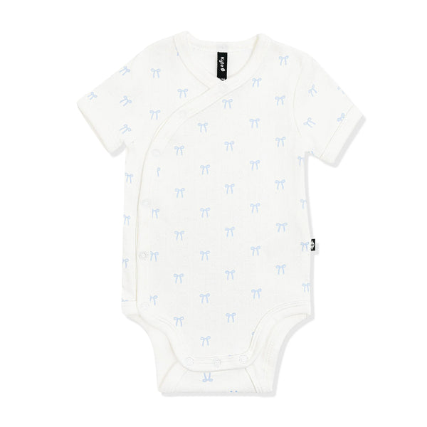 Pointelle Kimono Bodysuit in Sweet Blue Bow