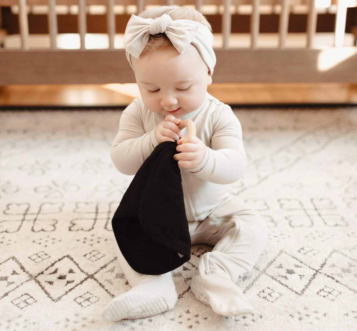 Lovey in Midnight with Removable Wooden Teething Ring Main image