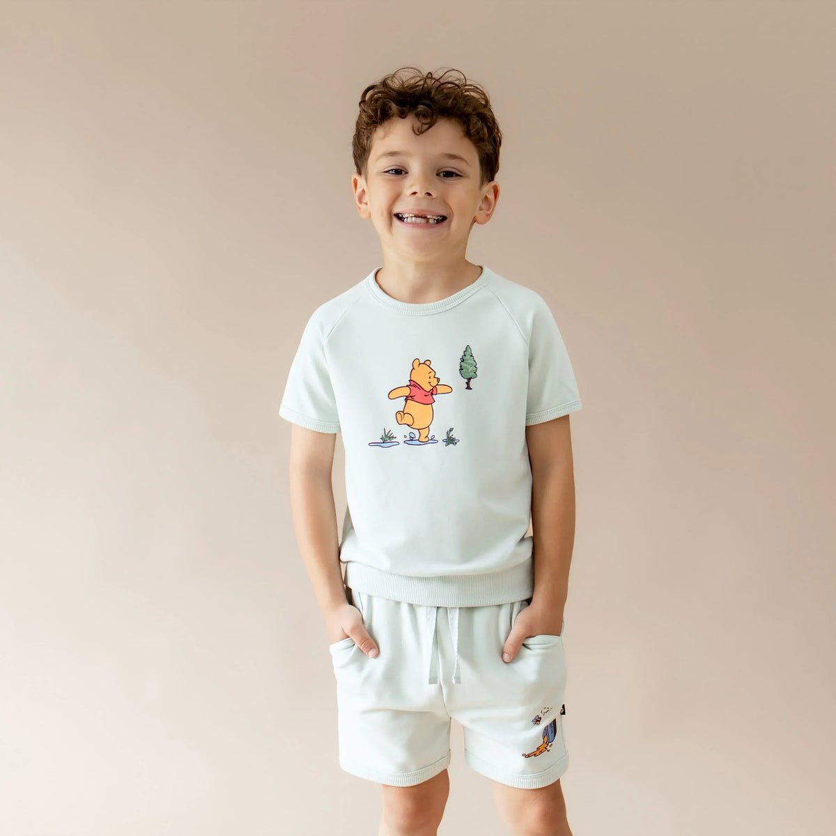 Short Sleeve Jogger Set in Winnie the Pooh on Dew Main image