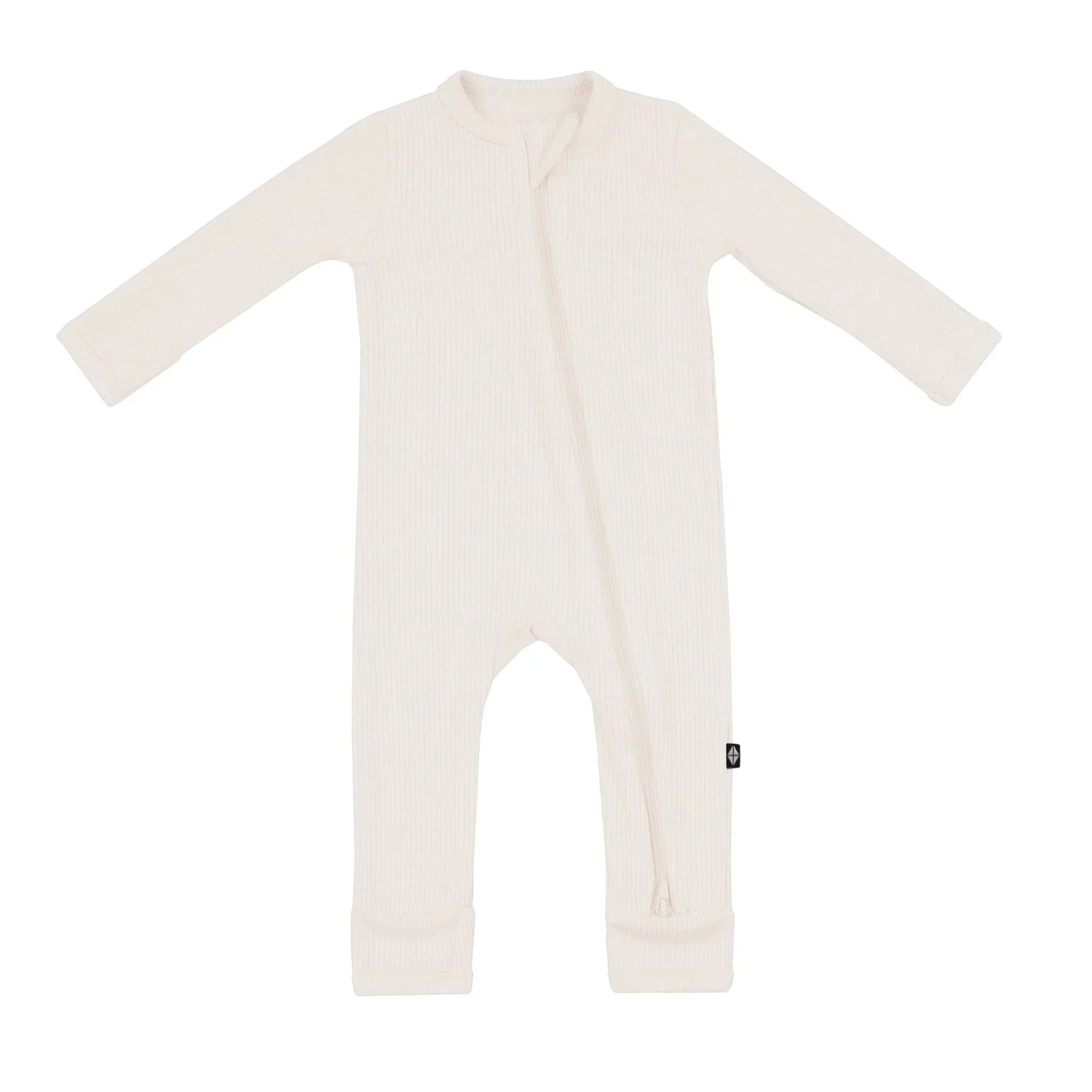 Ribbed Zipper Romper in Oat Secondary image