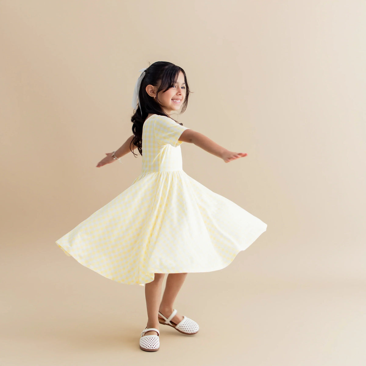 Twirl Dress in Gingham Chamomile Main image