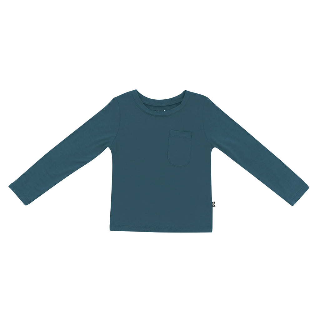 Long Sleeve Toddler Crew Neck Tee in Atlantic