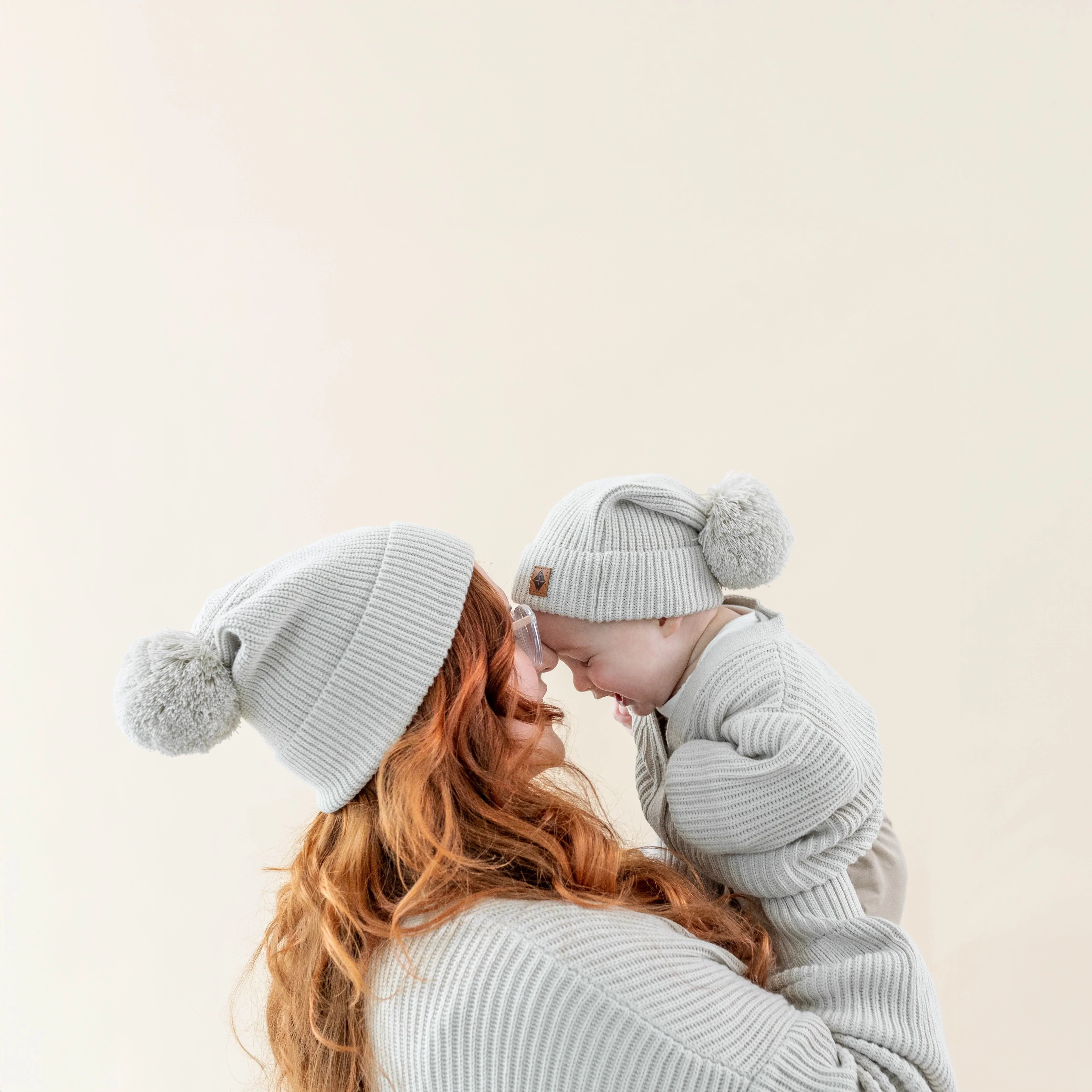 Chunky Knit Pom Beanie in Oat Secondary image