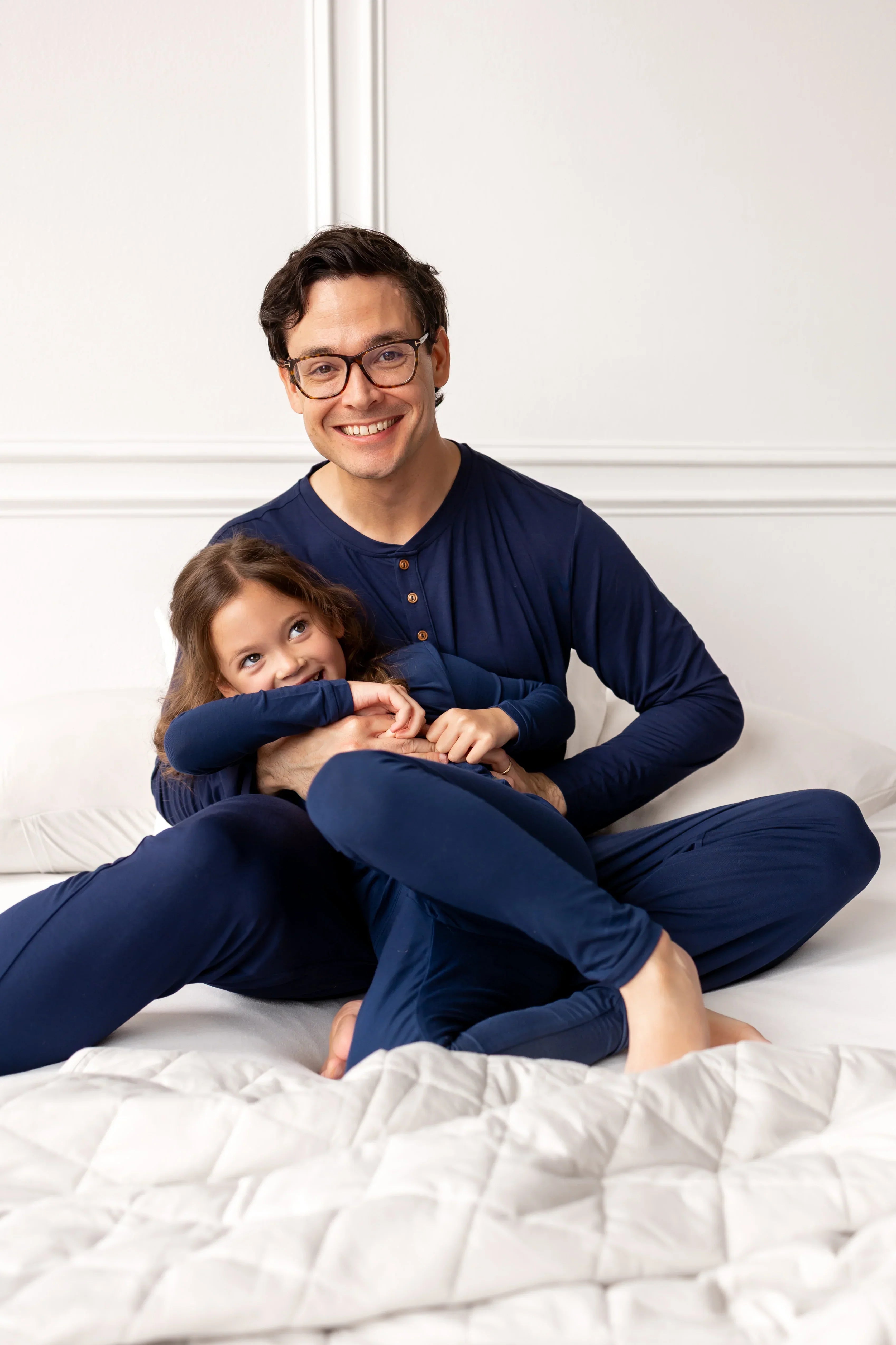 Men's Long Sleeve Henley Top in Navy Secondary image