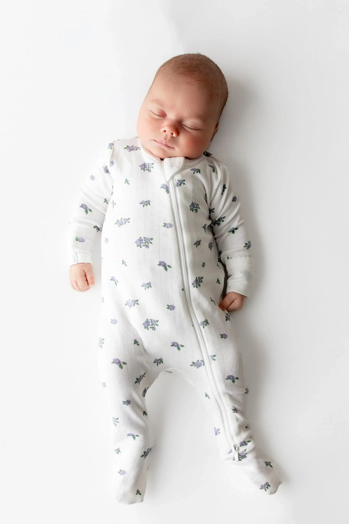 Pointelle Zippered Footie in Spray Rose Main image