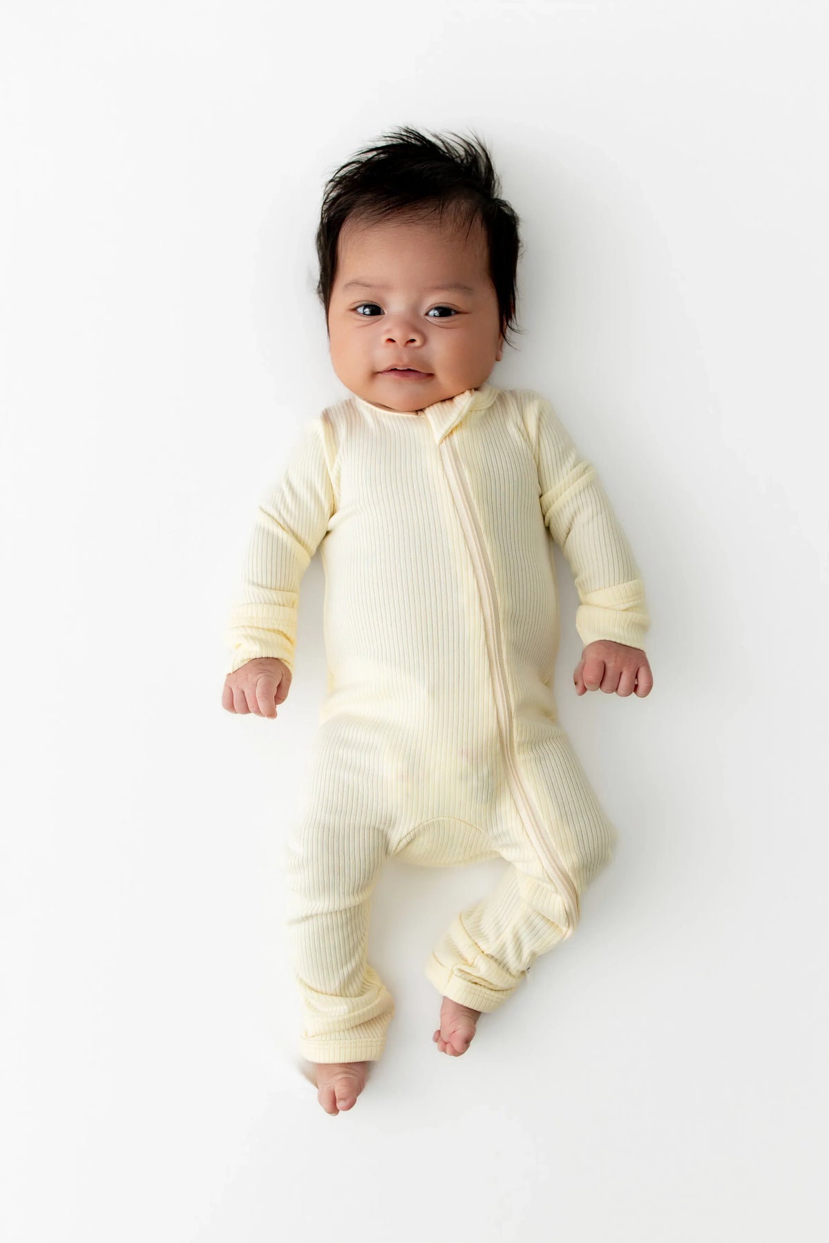Ribbed Zipper Romper in Chamomile Main image