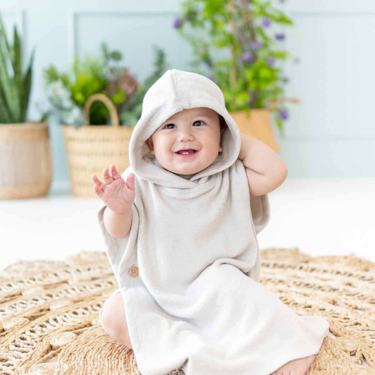 Swim Poncho in Oat Main image