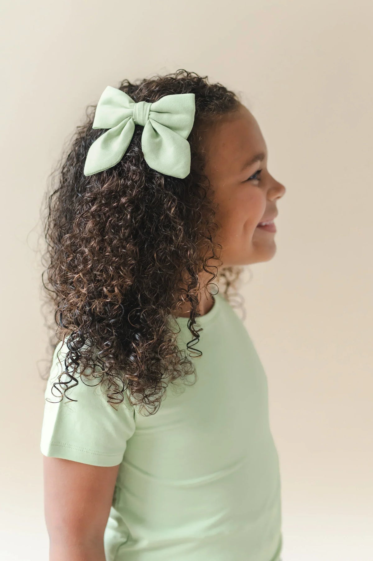 Medium Alligator Clip Bow in Basil Main image