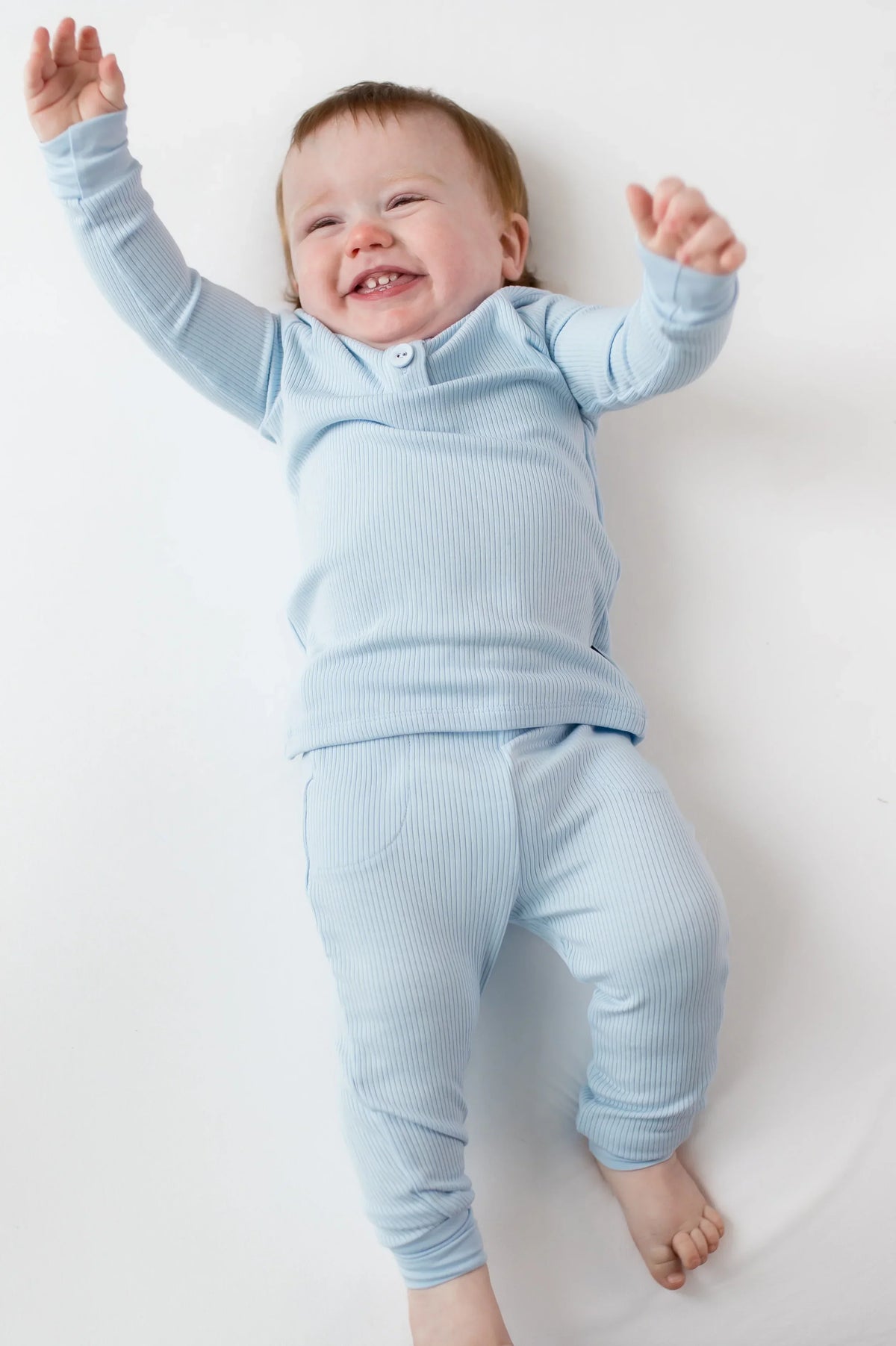 Ribbed Infant Henley Set in Breeze Main image