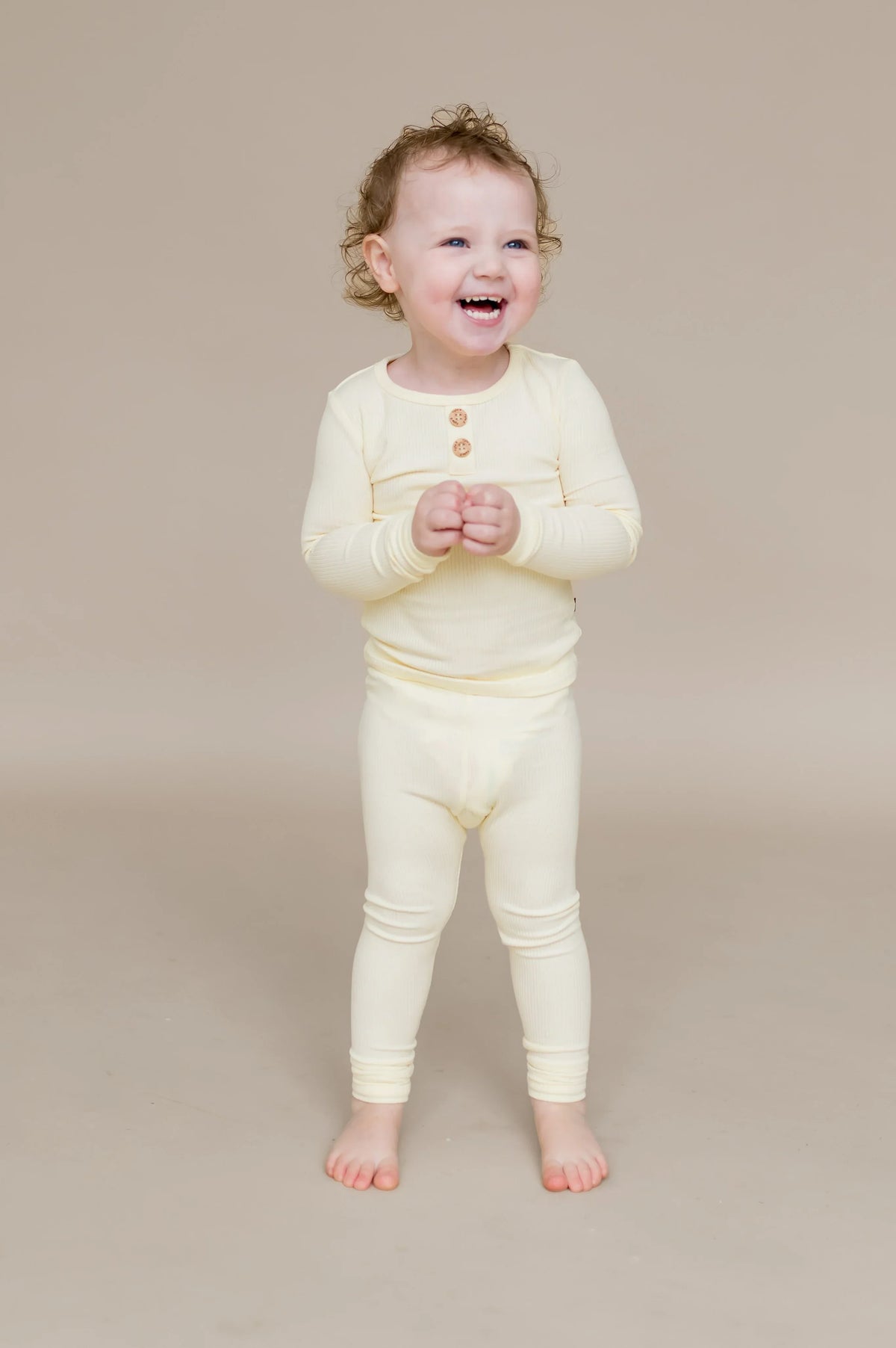 Ribbed Henley Set in Chamomile Main image