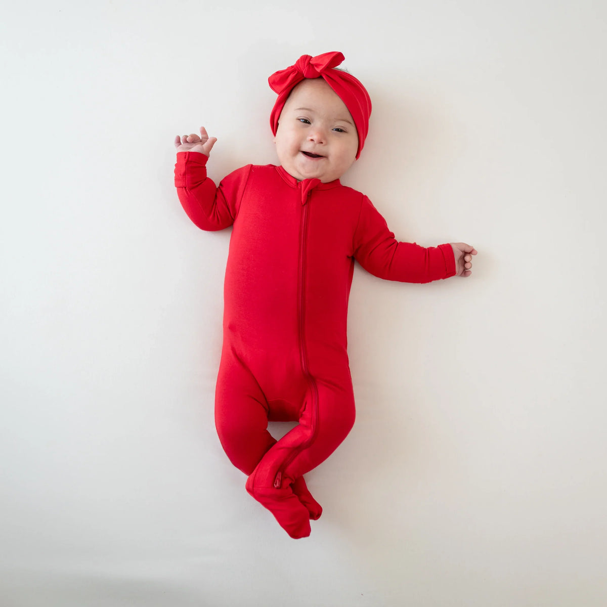 Zippered Footie in Cardinal Main image