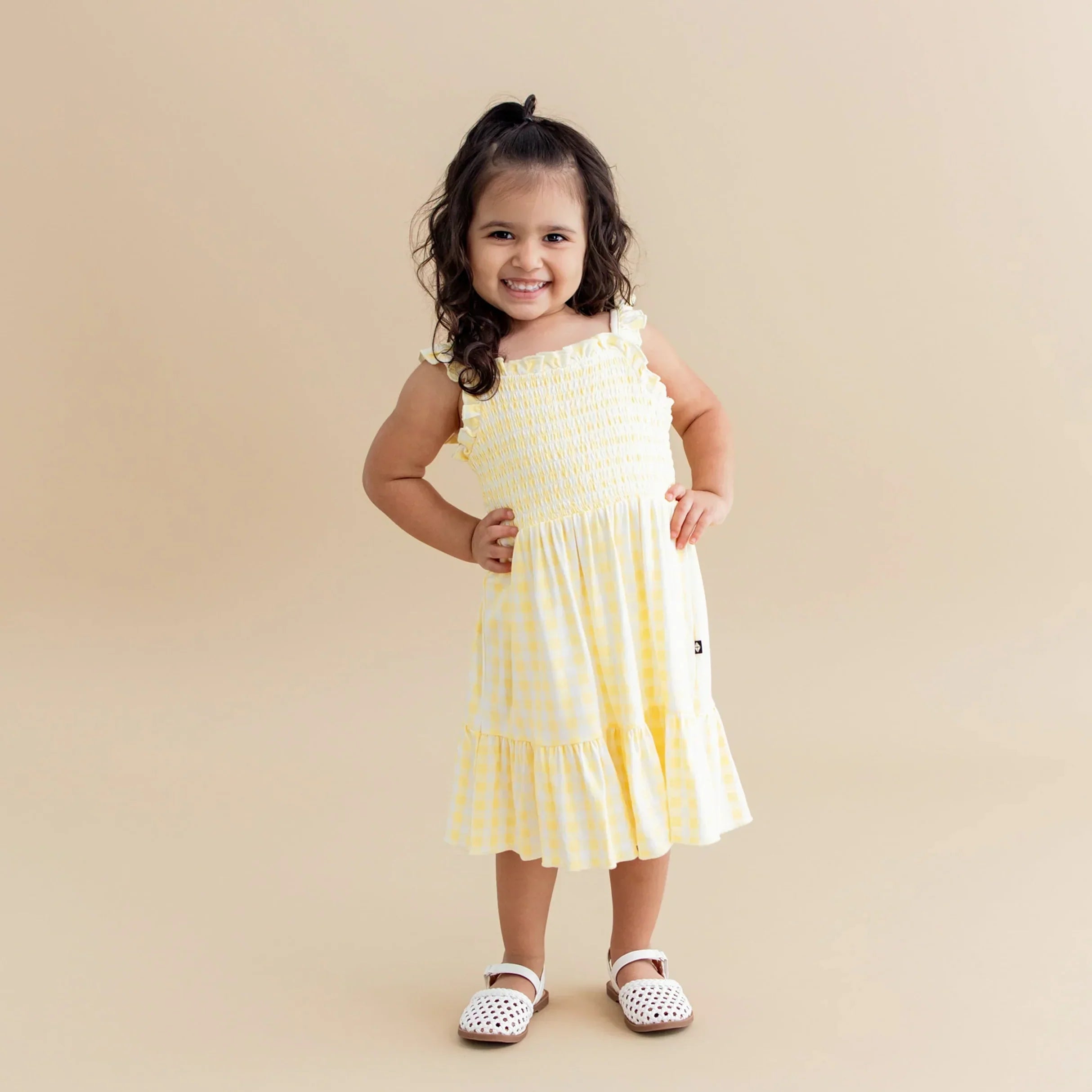 Smocked Dress in Gingham Chamomile Secondary image