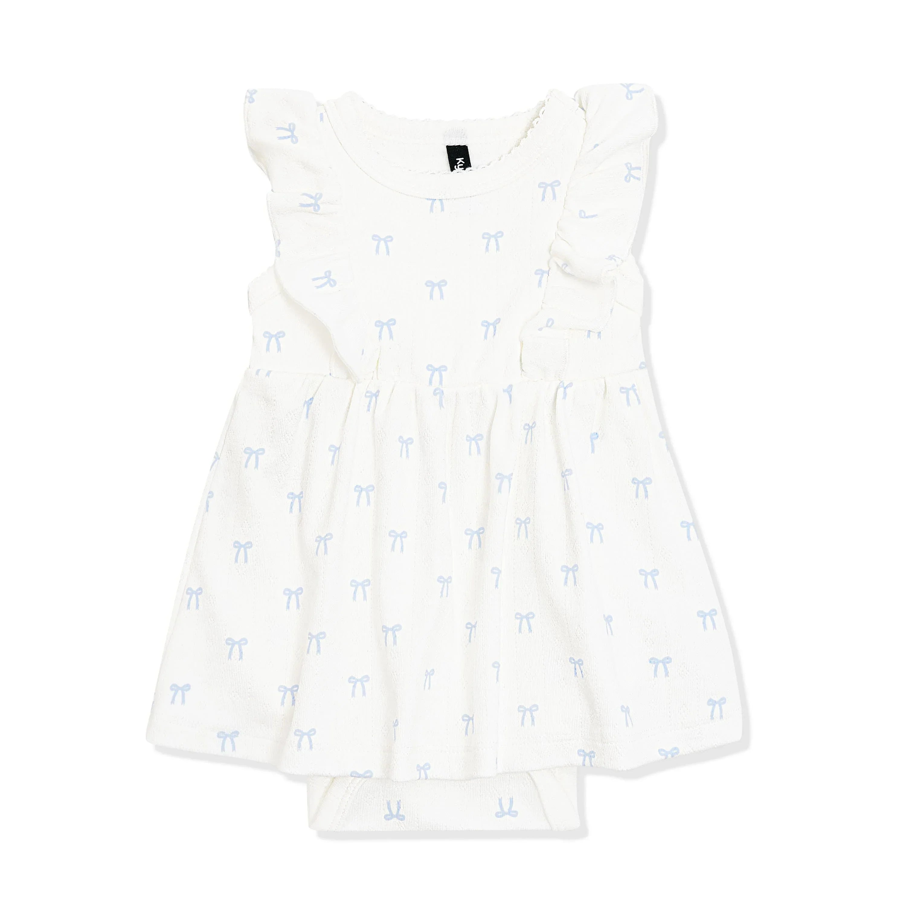 Pointelle Bodysuit Dress in Sweet Blue Bow Secondary image