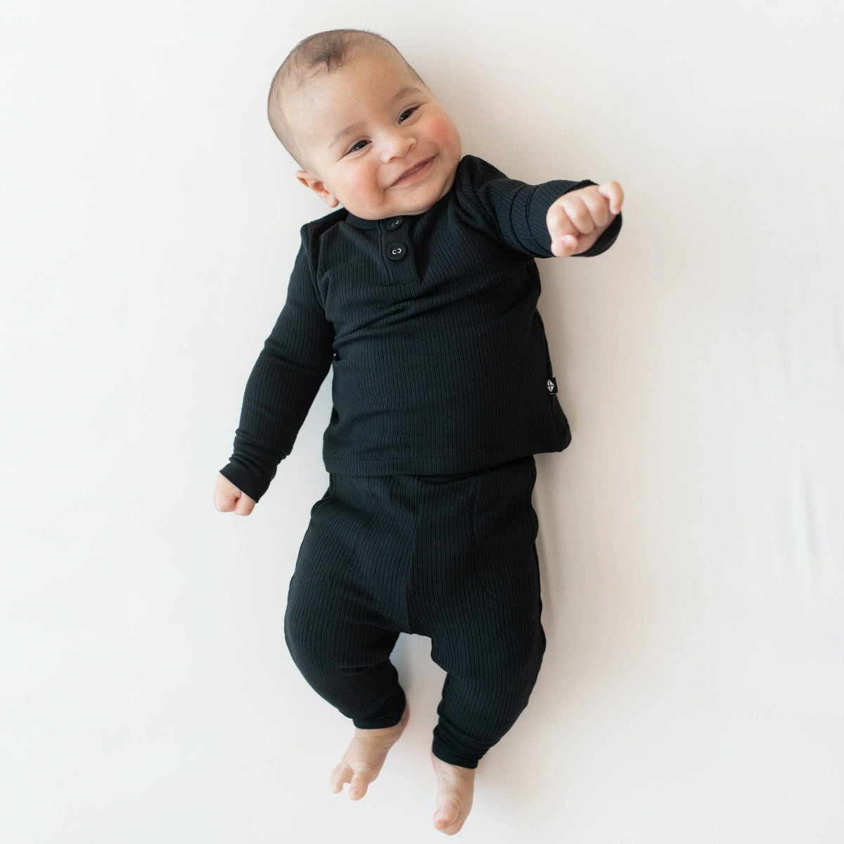 Ribbed Infant Henley Set in Midnight Main image