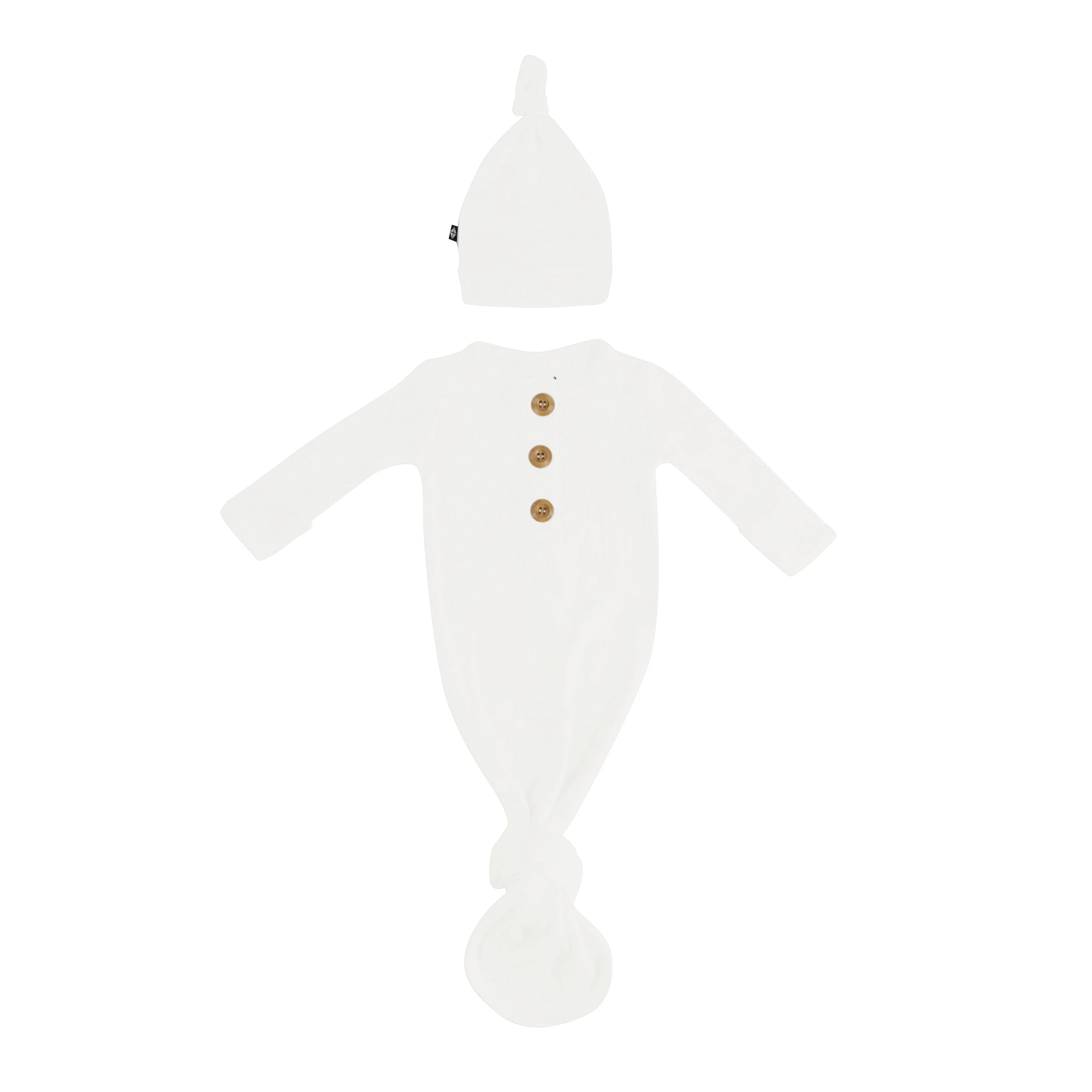 Ribbed Knotted Gown with Hat Set in Cloud Secondary image