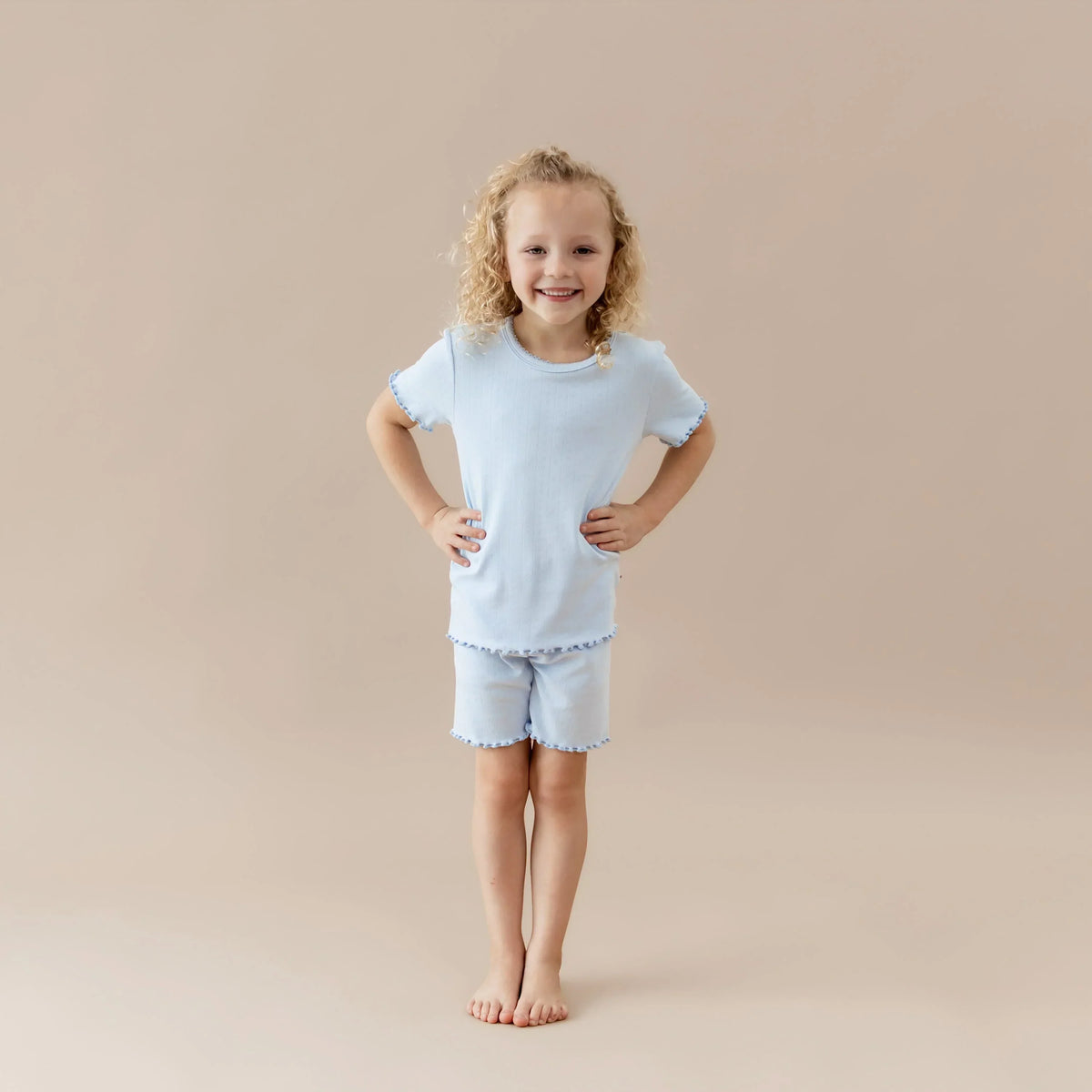 Pointelle Short Sleeve Set in Breeze Main image