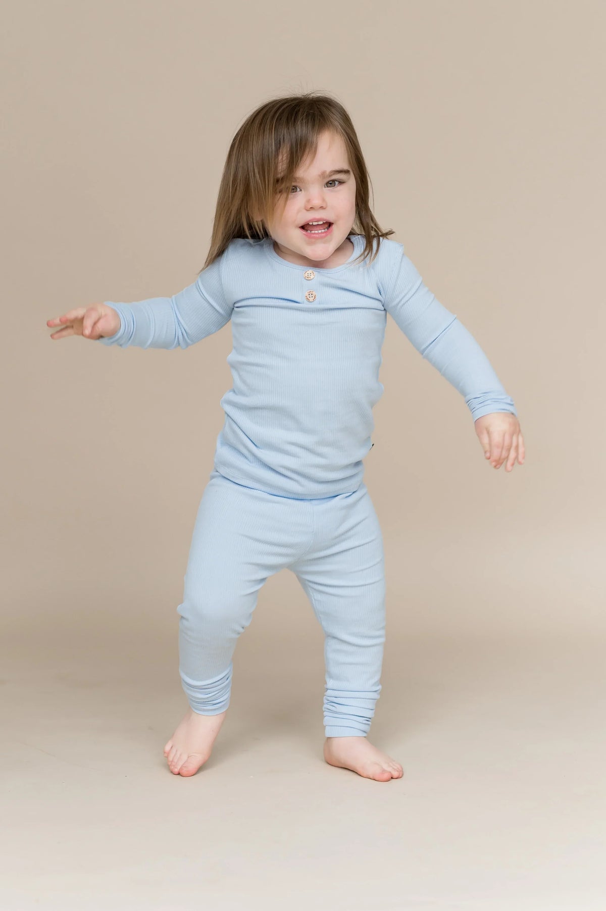 Ribbed Henley Set in Breeze Main image