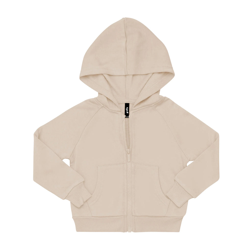Fleece Zip Up Hoodie in Almond