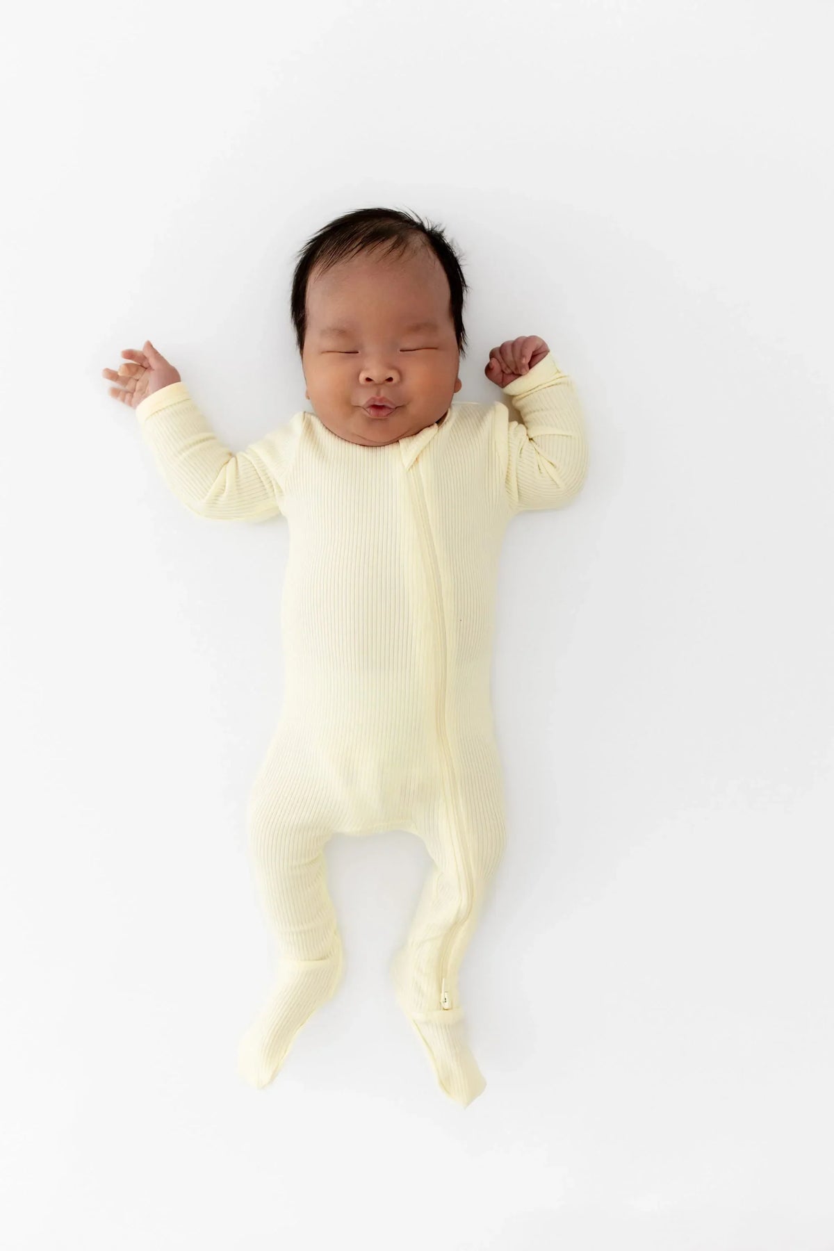 Ribbed Zipper Footie in Chamomile Main image