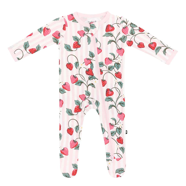 Zippered Footie in Strawberry Fields