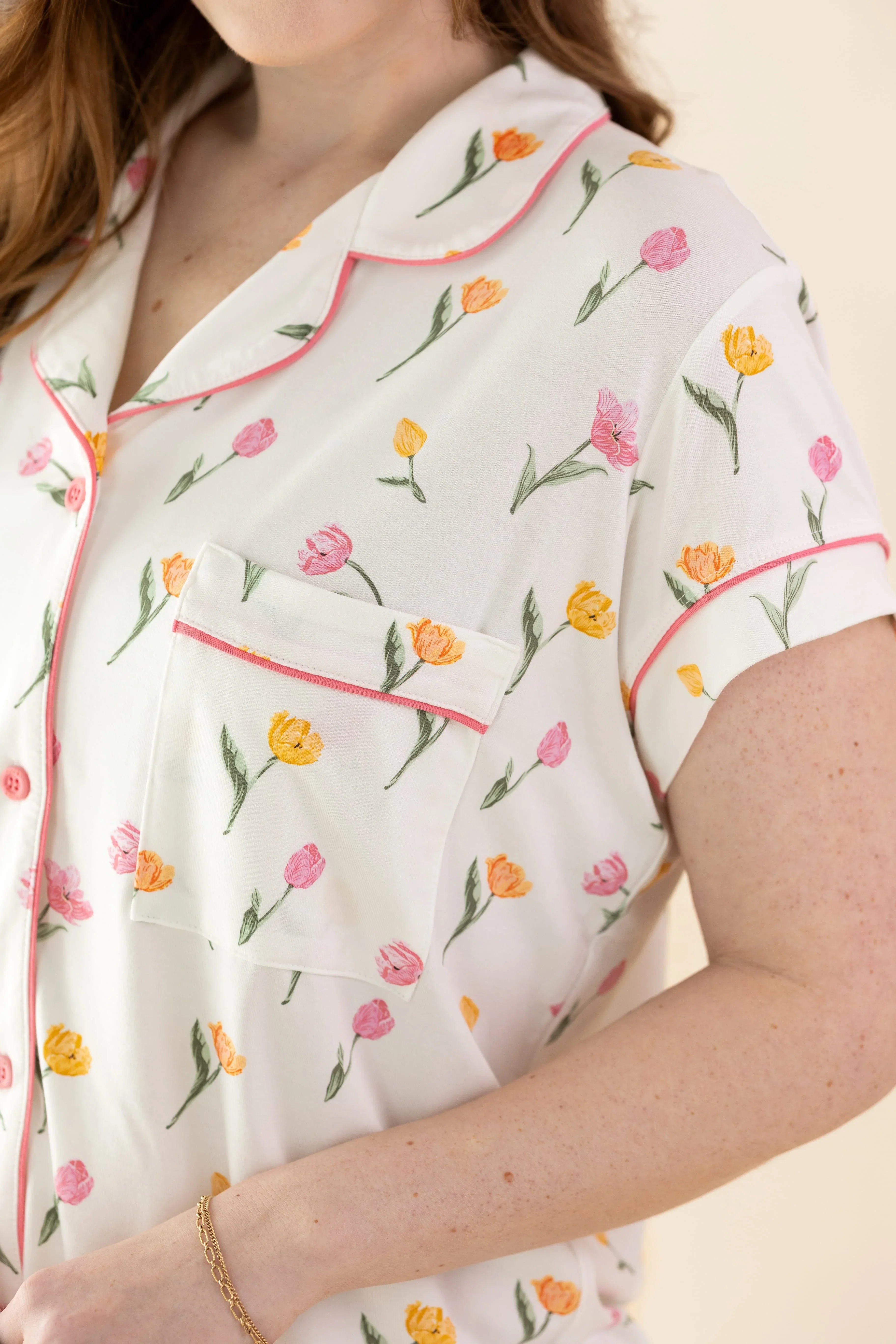 Women's Short Sleeve Pajama Set in Tulip Secondary image
