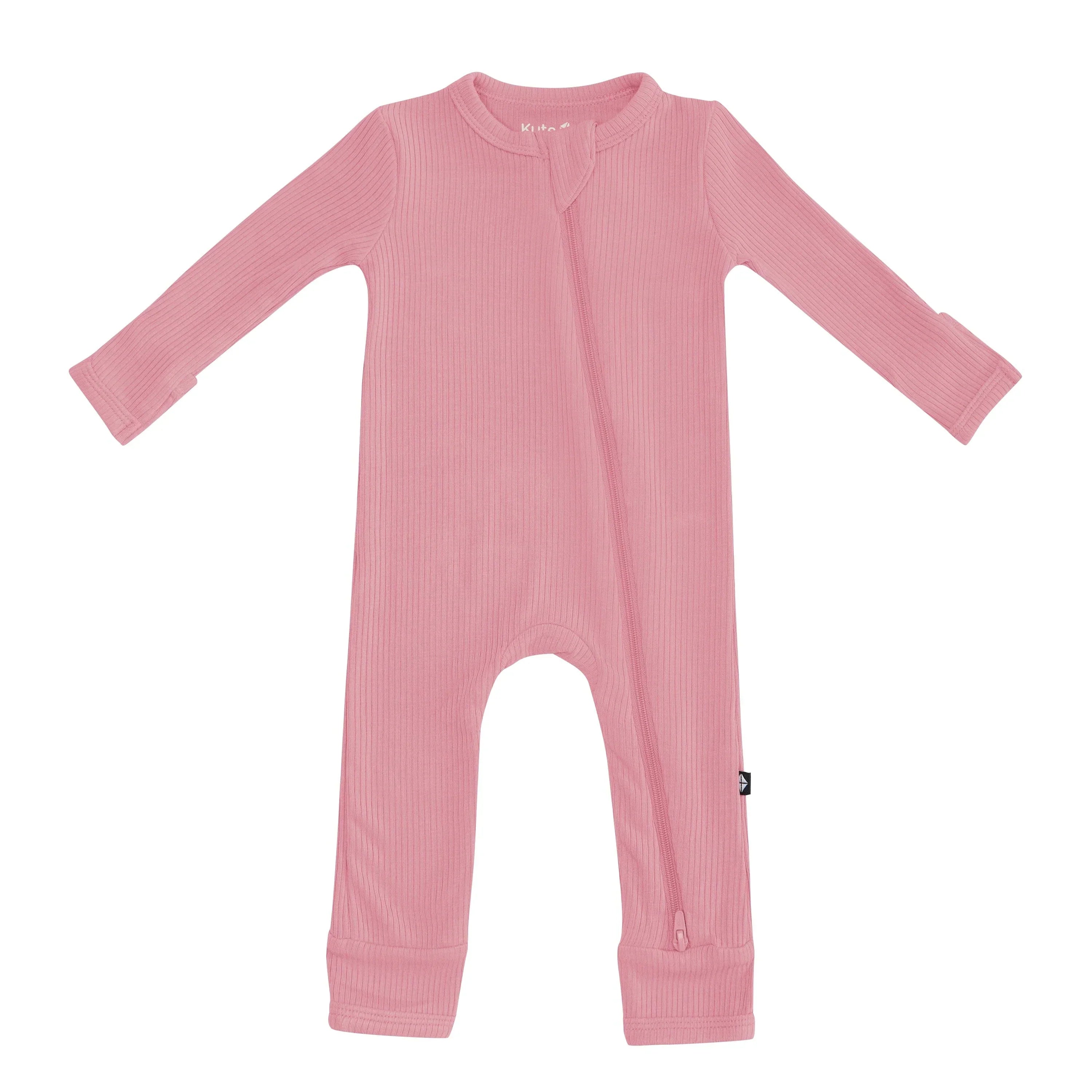 Ribbed Zipper Romper in Apple Blossom Secondary image
