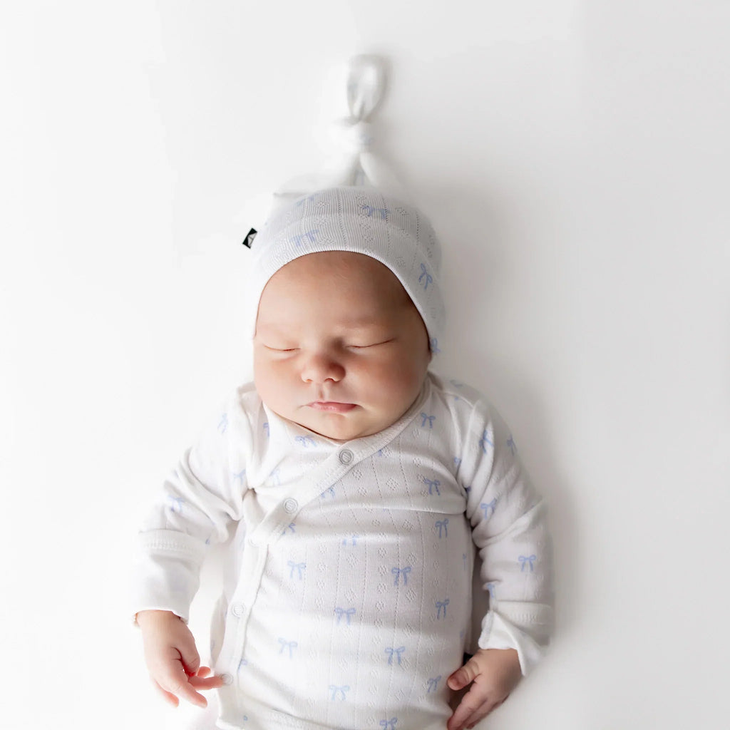 Pointelle Take Me Home Set with Cap in Sweet Blue Bow