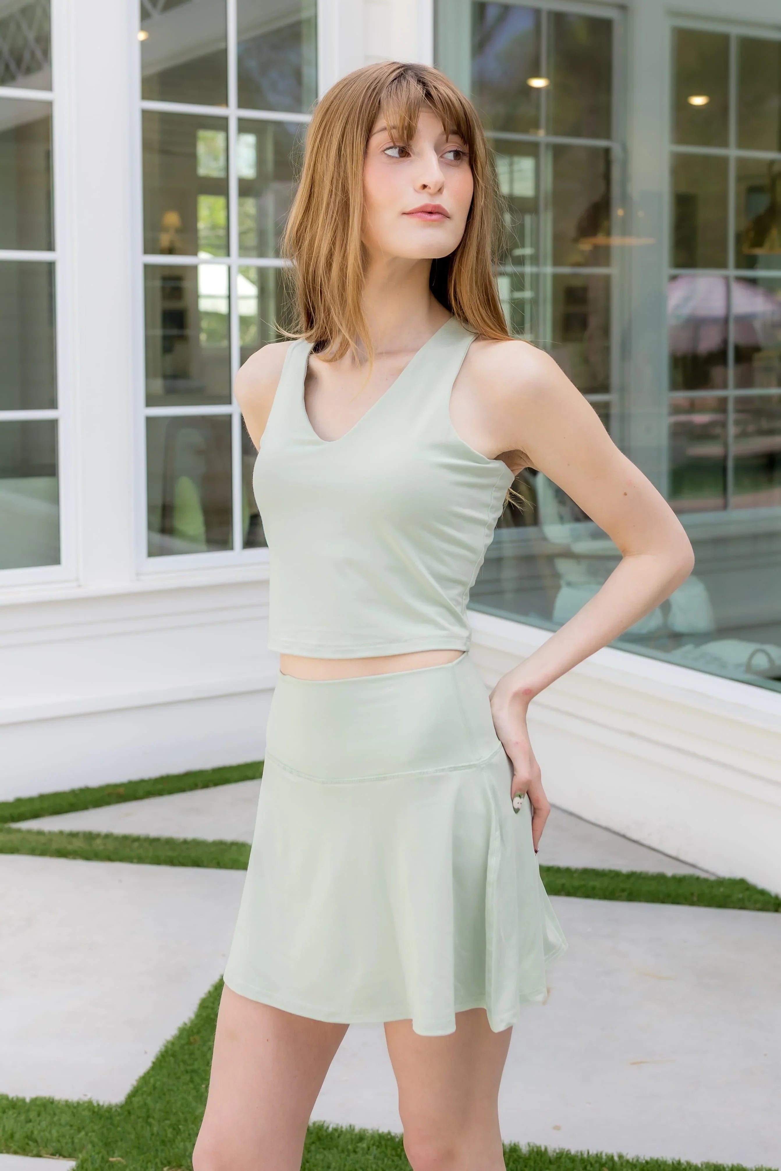 Bamboo Flex Bra Tank in Basil Secondary image