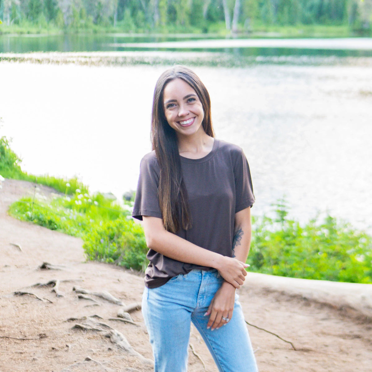 Women's Crew Neck Tee in Espresso Main image