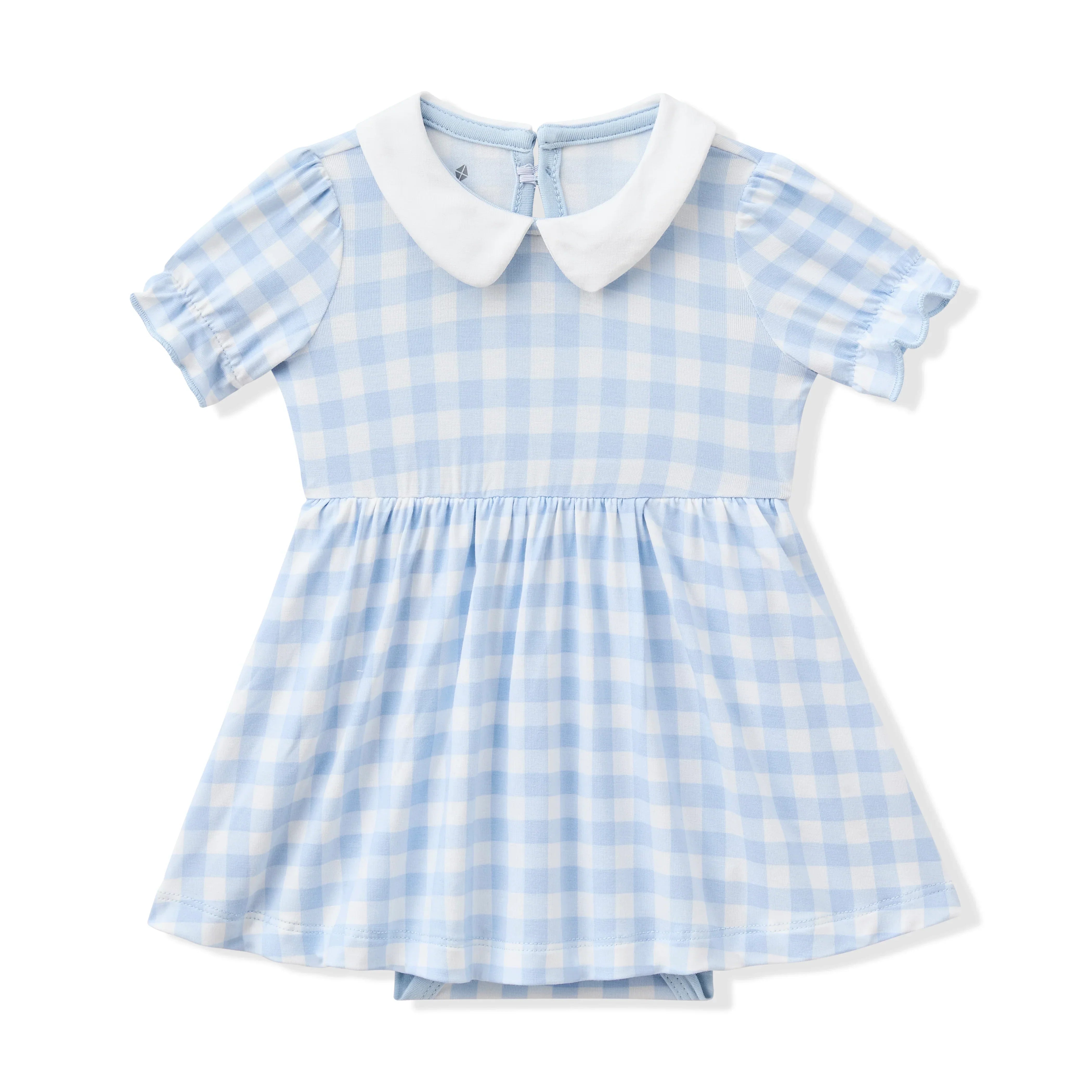 Peter Pan Collar Bodysuit Dress in Gingham Breeze Secondary image