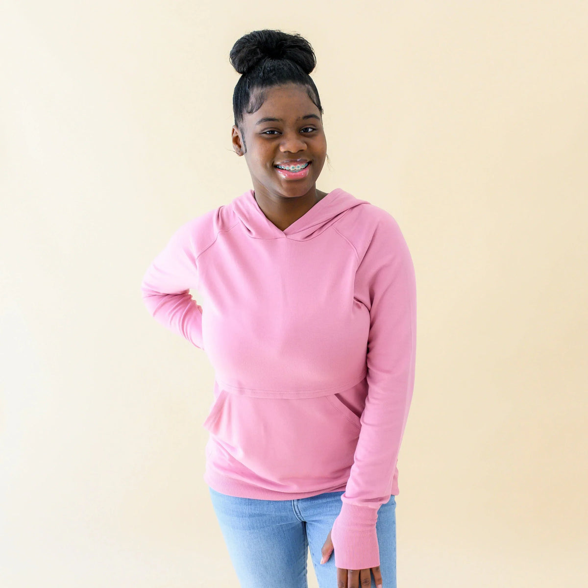 Women's French Terry Nursing Hoodie in Apple Blossom Main image