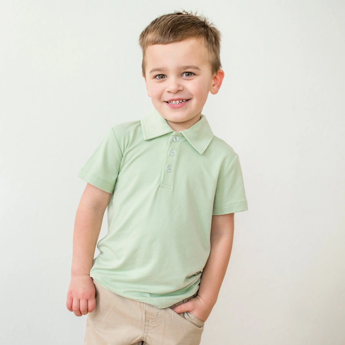 Toddler Short Sleeve Polo in Basil Main image