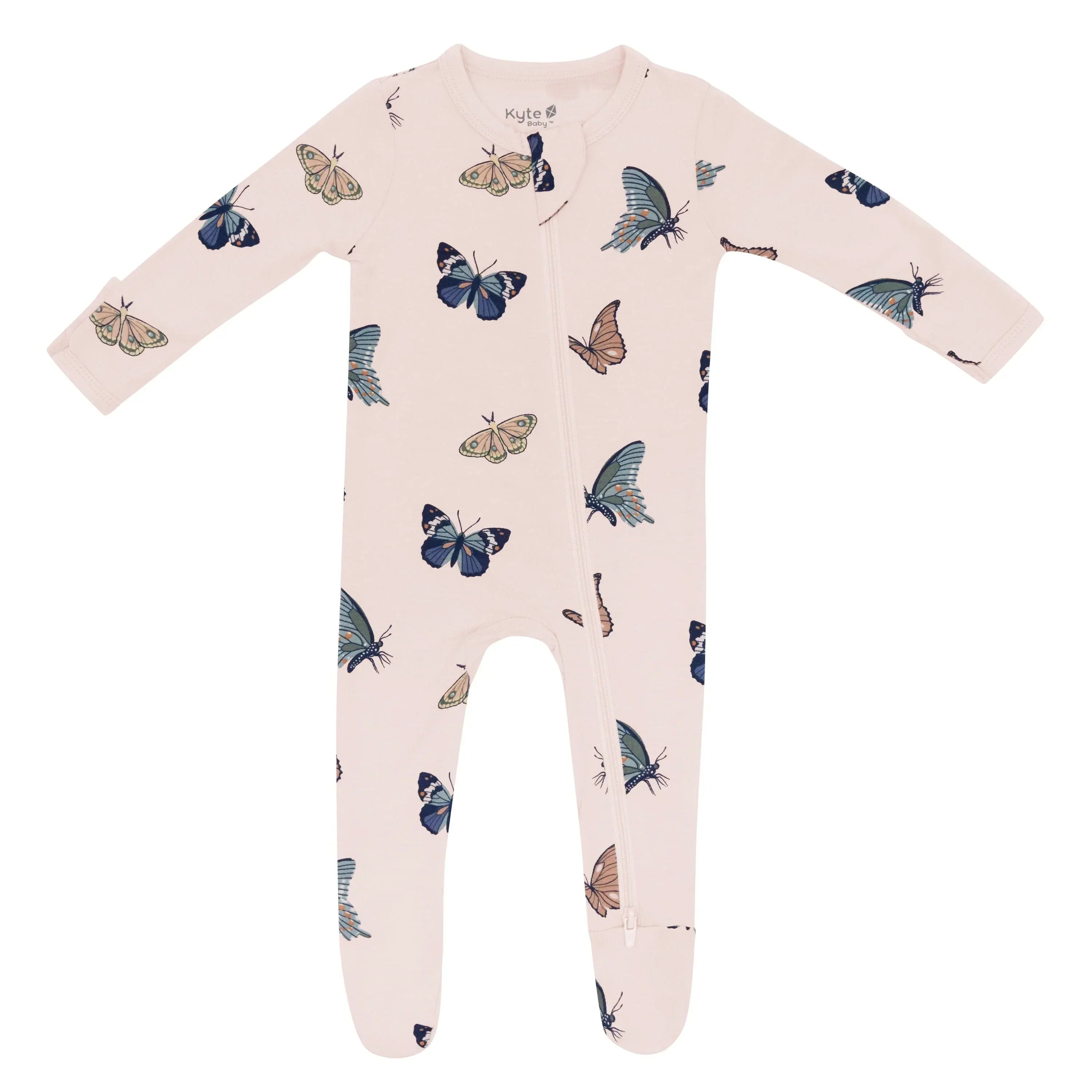 Zippered Footie in Blush Butterfly Secondary image