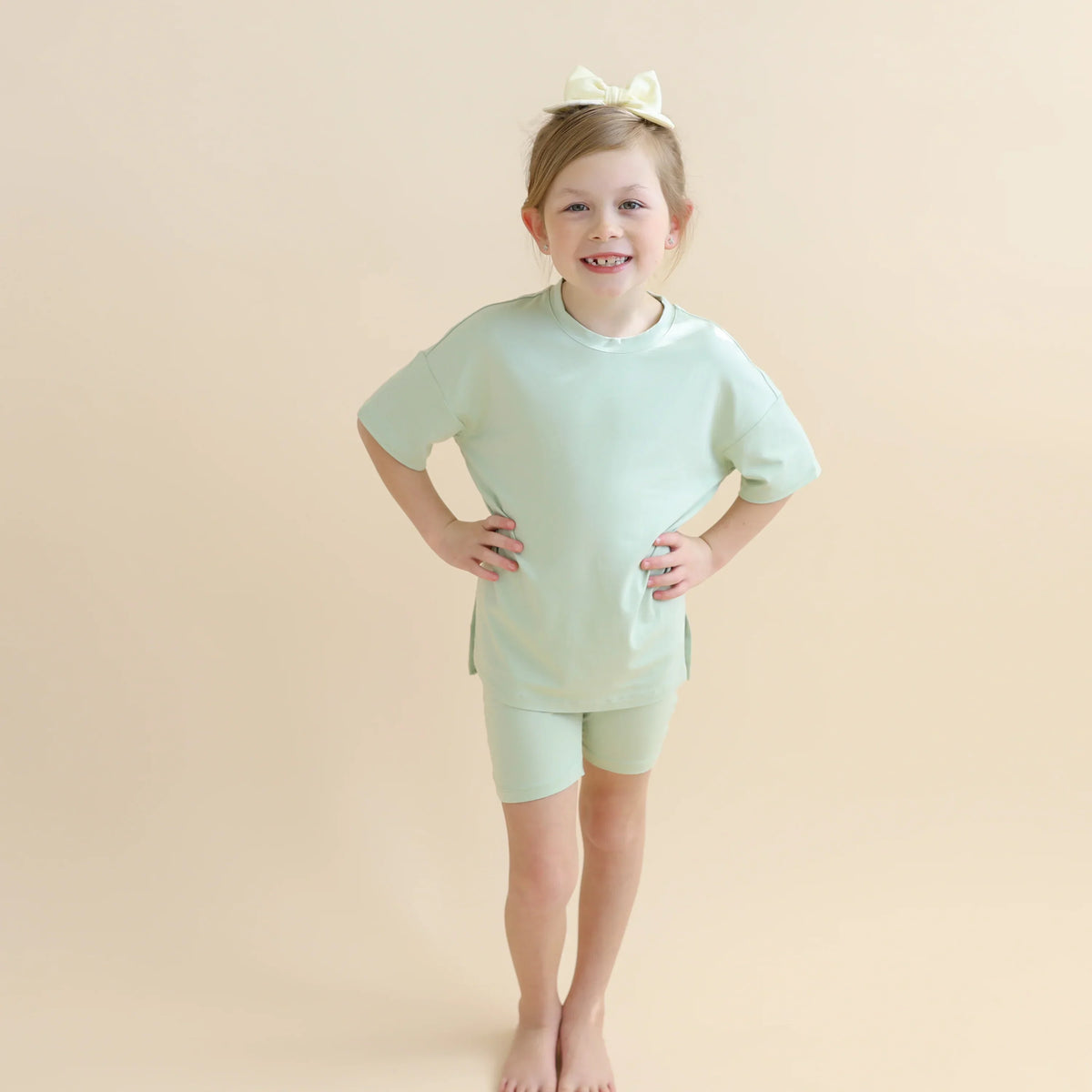 Toddler Biker Short Set in Basil Main image